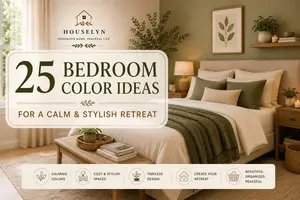 Discover 25 bedroom color ideas to create a calm, cozy, and stylish retreat using warm neutrals, soft greens, earthy tones, and relaxing color palettes.
