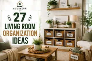 Discover 27 living room organization ideas that help reduce clutter, maximize storage, and create a more beautiful and functional living space.