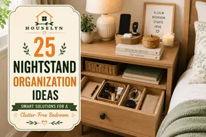 Discover 25 nightstand organization ideas that help reduce clutter, maximize bedside storage, and create a calm, organized bedroom.