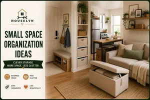 Small space organization ideas to help you reduce clutter, maximize storage, and make apartments, compact rooms, and small homes work better.