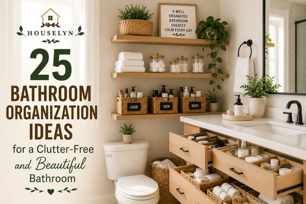 Bathroom organization ideas featuring organized drawers, storage baskets, floating shelves, and clutter-free countertops. bathroom-organization-ideas-hero.jpg