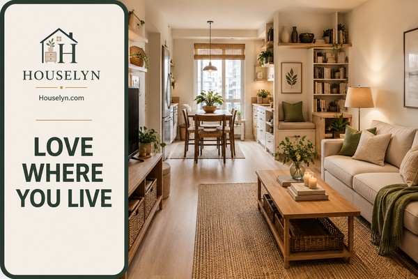 Beautiful compact apartment showcasing multifunctional furniture, layered lighting, indoor plants and elegant styling inspired by small space decorating ideas.