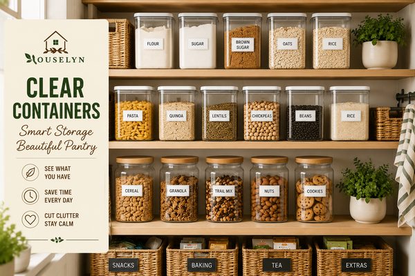 Pantry organization ideas featuring clear food storage containers and labeled shelves clear-pantry-containers.jpg