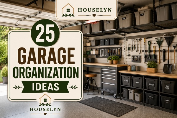 Garage organization ideas featuring wall storage systems, shelving, organized tools, storage bins, and clutter-free workspaces. garage-organization-ideas-hero.jpg