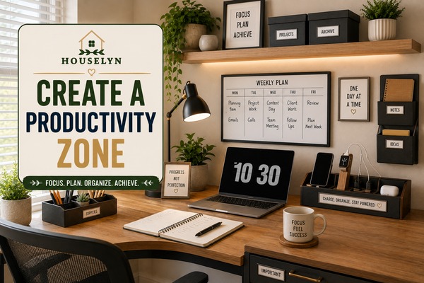 Home office organization ideas featuring planning boards, charging stations, productivity systems, and organized workspace. home-office-productivity-zone.jpg