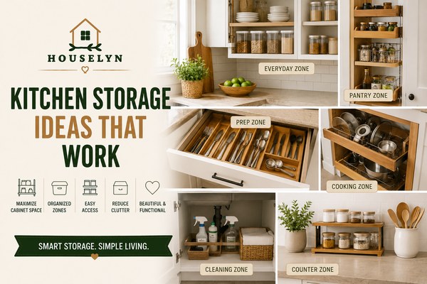 Kitchen storage ideas featuring organized cabinets, storage zones, shelf risers, and clutter-free countertops. kitchen-storage-ideas-that-improve-functionality.jpg