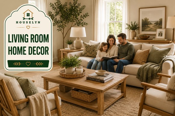 Elegant living room with comfortable seating, natural wood furniture, layered textiles, indoor plants, artwork, and timeless home decor. living-room-home-decor.jpg