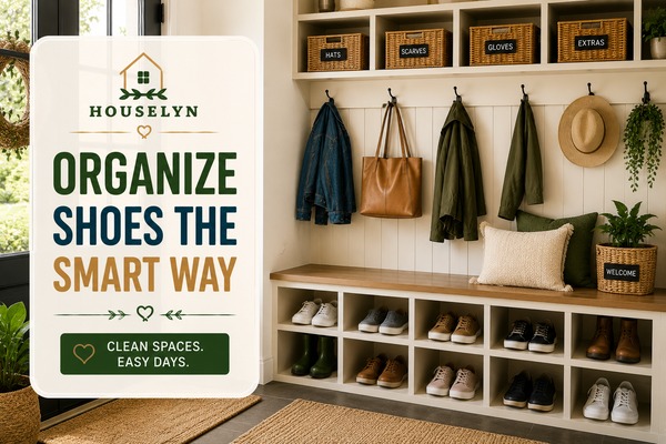 Mudroom organization ideas featuring shoe cubbies, storage benches, baskets, and organized family shoe storage. mudroom-shoe-storage.jpg