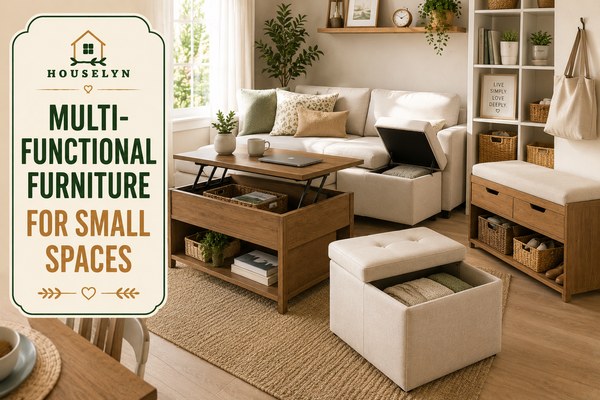Multi-functional furniture for small spaces featuring storage ottoman, lift-top coffee table, storage bench, and organized apartment living multi-functional-furniture-for-small-spaces.jpg