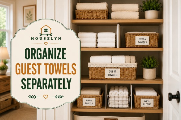 Linen closet organization ideas featuring guest towel storage, folded towels, and organized linen closet shelves organize-guest-towels-in-dedicated-storage.jpg