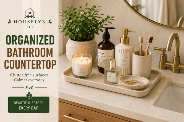 Organized bathroom countertop with tray styling, neatly arranged toiletries, and clutter-free surfaces. organized-bathroom-countertop.jpg