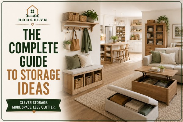 Storage ideas featuring organized home storage systems, baskets, shelving, and clutter-free living spaces. storage-ideas-guide-hero.jpg