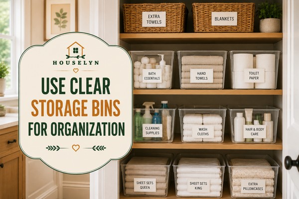 Linen closet organization ideas featuring clear storage bins, labeled containers, and organized linen storage use-clear-storage-bins-for-linen-closet-organization.jpg