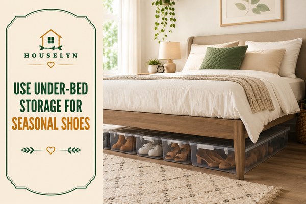 Shoe storage ideas featuring under-bed shoe storage containers and organized seasonal footwear. use-under-bed-storage-for-seasonal-shoes.jpg
